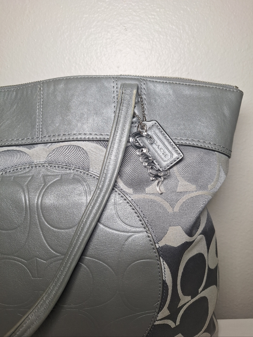 Coach Silver Gray Signature Tote - Picture 3 of 13